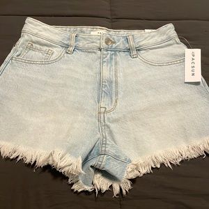 PacSun Light blue high rise festival denim shorts